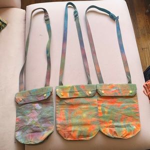 Reclaimed vintage army ammo bags, stencil & spray paint reworked